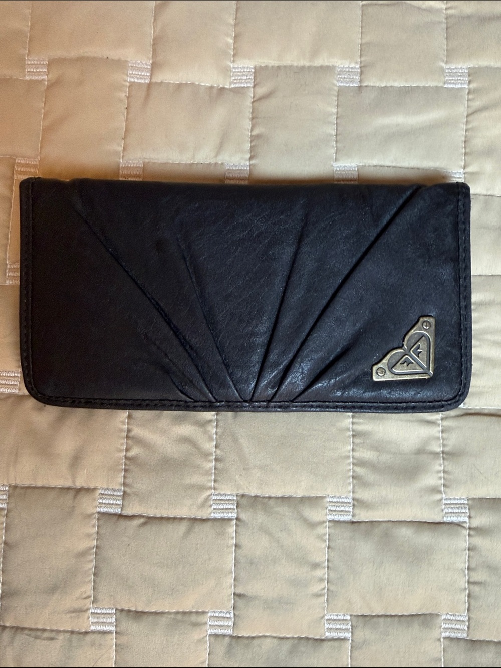 Roxy Black Foldover Card & Key Holder with Logo Accent